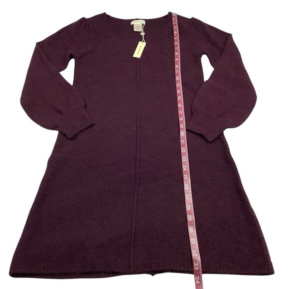 Max Studio V-Neck Sweater Dress Women Size S Long Sleeve Textured Knit Burgundy - Picture 10 of 16